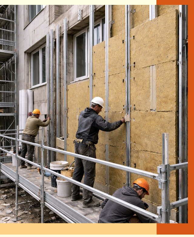 Утепление вентилируемого фасада в Алексине от 6153 руб/м2 — монтаж и утепление вентфасад | ТепломастерЛкс